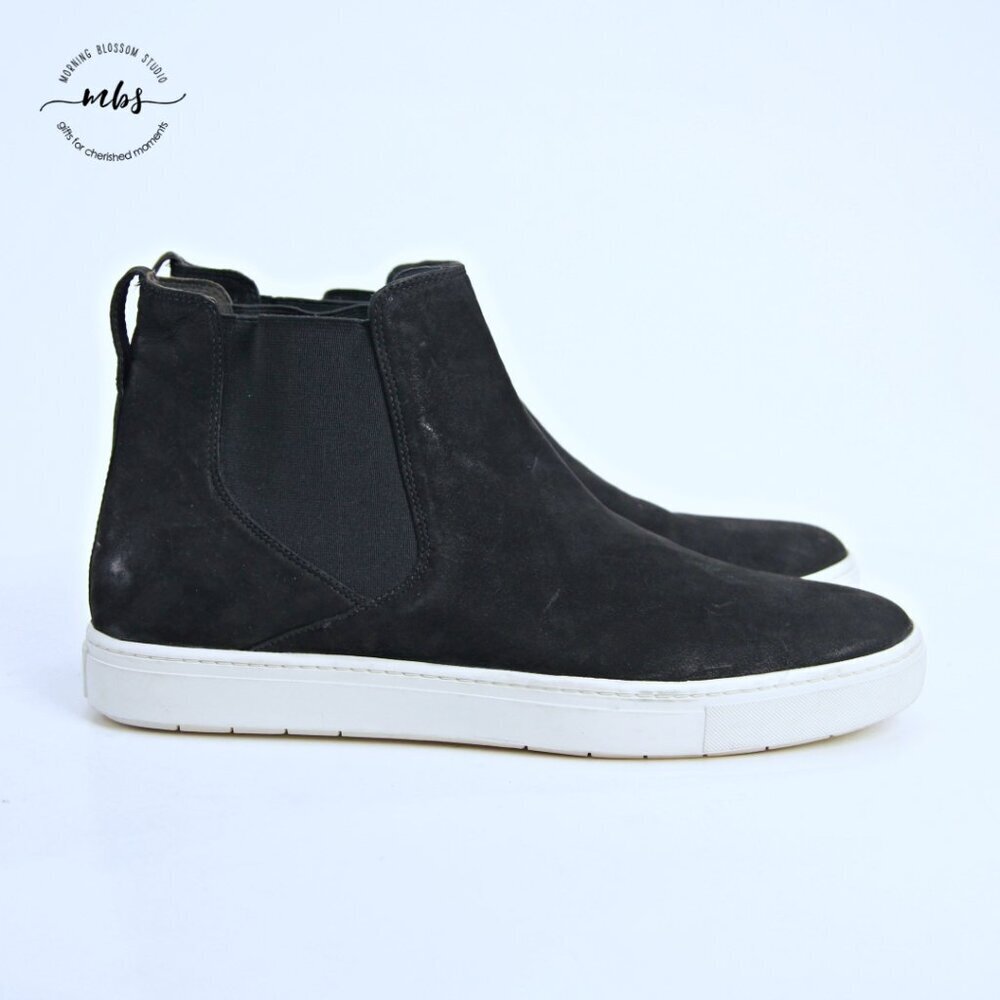 Vince Newlyn Suede Hidden Wedge Chelsea Boots Black Women 10‎
